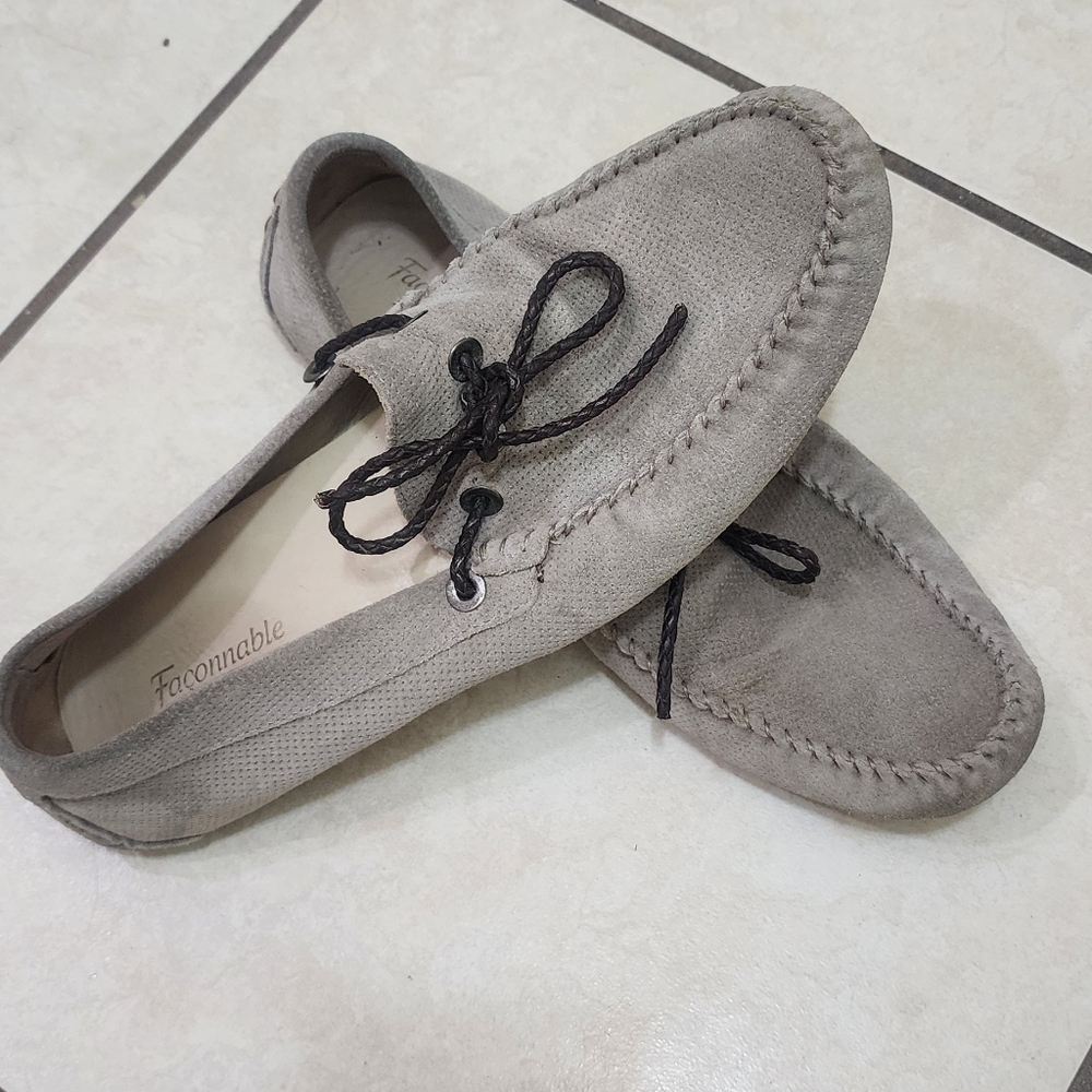 Faconnable Men's Gray‎ Loafers, Size 9.